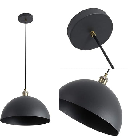 Vintage Black Pendant Light 13.7'' Retro Farmhouse Dome Pendant Lamp Modern Industrial Chandelier for Wire Length 78.74 '' Kitchen Island, Bedroom, Dining Room, Living Room, Hallway