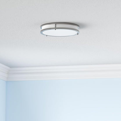 12 Inch 36W LED Ceiling Lights, 2700K/3000K/4000K/5000K/6500K Adjusted Flush Mount Ceiling Light, 3200LM Super Bright Dimmable Brushed Nickel Lighting Lamp Fixture for Bedroom Bathroom Dining, 2-Pack