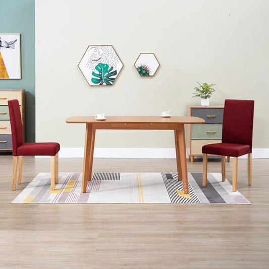 Wine Red Fabric Dining Chairs Set of 2 Modern Farmhouse Kitchen Chairs with Soft Upholstery and Solid Wood Legs for Dining Room, Kitchen, Restaurant