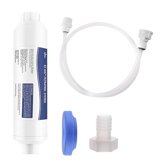 EZ Jug Water Filtration System – Certified by IAPMO R&T to NSF 53 Standards | Filter & Fill 5-Gallon Jugs from Any Garden Hose Faucet | Outdoor Faucet Compatible | Reduces Chlorine, Lead, Cysts & VOCs