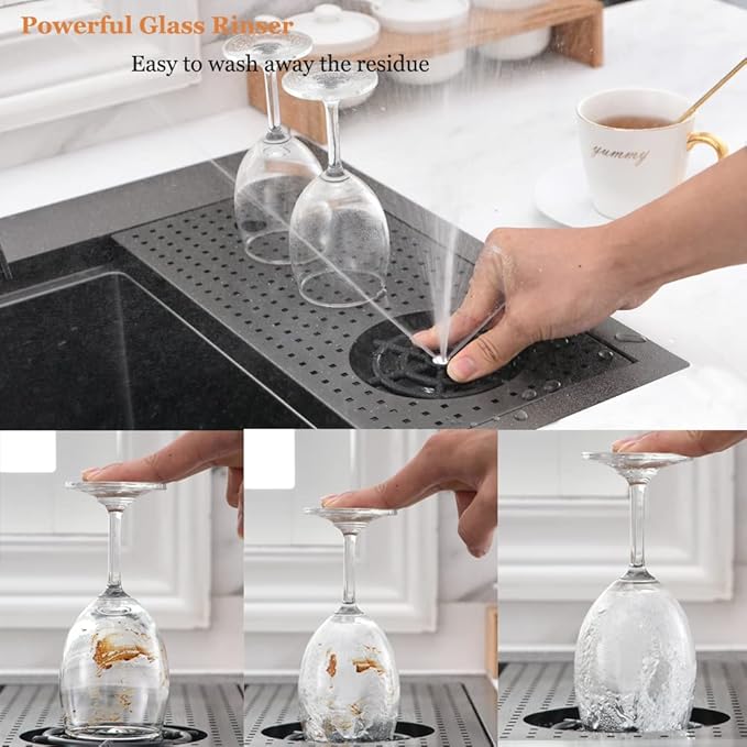 33x19 Drop In Kitchen Sink-Bokaiya 33 Inch Drop In Kitchen Sink with Cup Washer Black Stainless Steel Topmount Sink 16 Gauge Single Bowl Kitchen Sink with Cutting Board