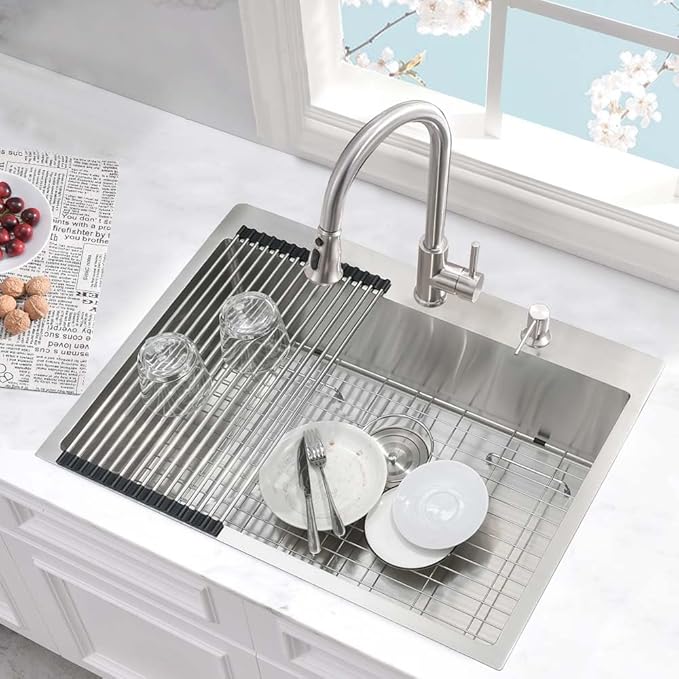 31 Inch Drop In Kitchen Sink -Wesliv 31x20 Drop In Top Mount Sinks 16 Gauge Stainless Steel 10 Inch Deep Single Bowl Kitchen Sink Basin with Colander & Drain Strainer