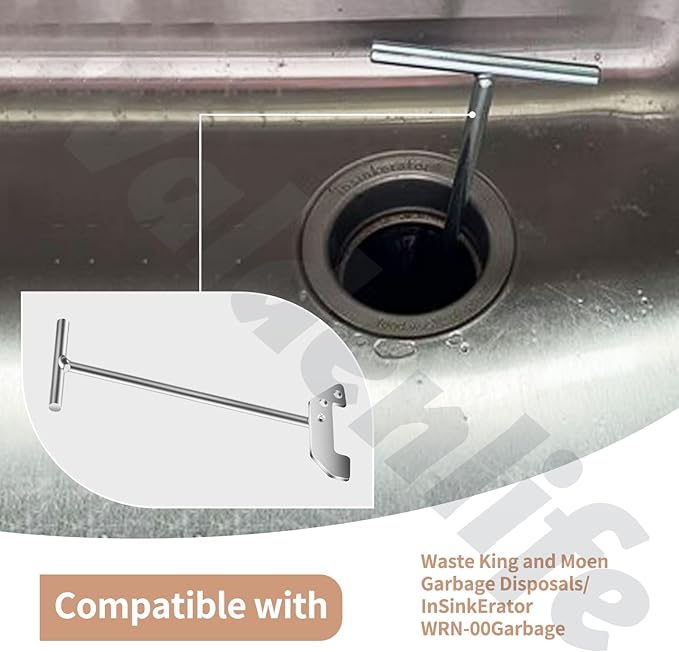 Garbage Disposer Unjamming Wrench & Garbage Disposal Wrench Tool, for InSinkErator/Moen Garbage Disposal Used To Un-Jam/Food Garbage Disposal And Dislodge Jams or Clutter From Above The Sink, Silver