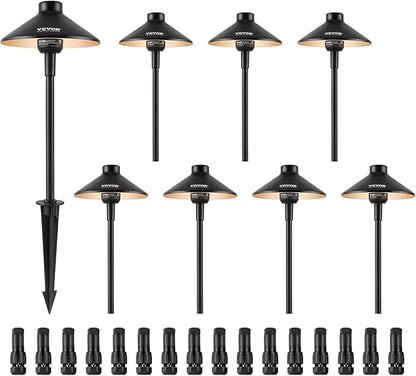 VEVOR 8 Pack Low Voltage Landscape Path Lights, 3W 210LM 12V-24VAC/DC Outdoor LED Pathway Lighting, 3000K Warm White Walkway Lights with Quick Connectors, IP66 Waterproof for Yard Garden Sidewalk