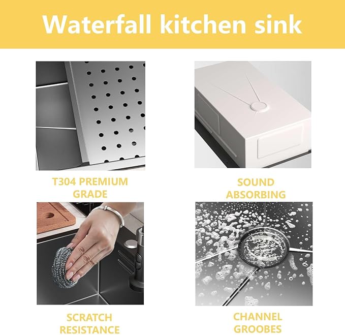 28x18 Black Drop-in Kitchen Sink: Deep Single Bowl Stainless Steel Workstation with Faucet & Accessories Combo for Family Kitchen—Scratch Resistant & Noise Reducing