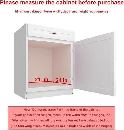 Pulloutor Pull Out Cabinet Organizer,Slide Out Kitchen Cabinet Storage Shelf and Drawer Organizer NEED 21" W and 22" D Cabinet, Chrome Finish (20 * 21 in)