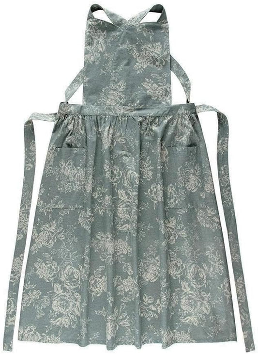 Floral Cotton Waterproof Adult Kitchen Apron Adjustable Cooking Baking Garden Chef Apron with Pocket