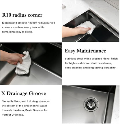 23 Inch Black Undermount Kitchen Sink Workstation - SZBAQTM 23x18 Inch Stainless Steel Undermount Sink Single Bowl 10'' Deep Handmade Kitchen sink with Cutting Board& Strainer