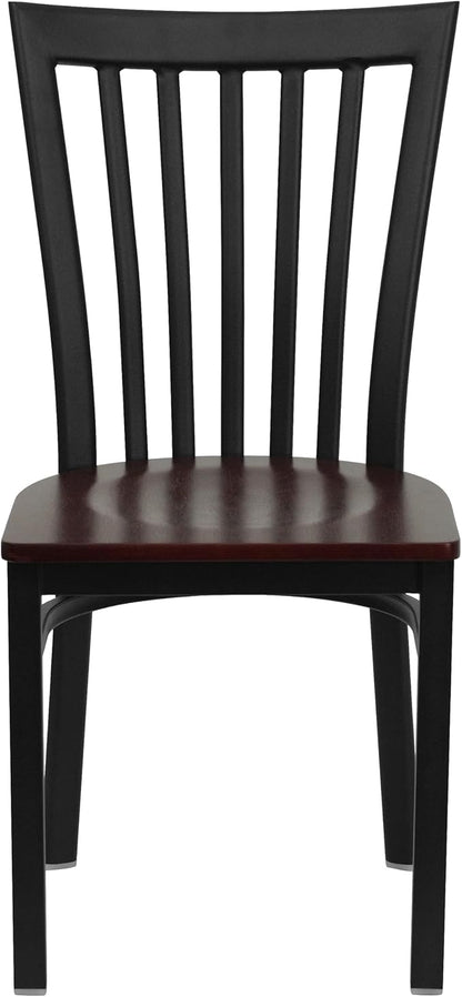 Flash Furniture HERCULES Series Black School House Back Metal Restaurant Chair - Mahogany Wood Seat
