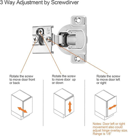(2 Pack) 1/2 Inch Overlay Soft Close Cabinet Hinges, Kitchen Concealed Hinges for Face Frame Door, European Hinges with Brushed Nickel