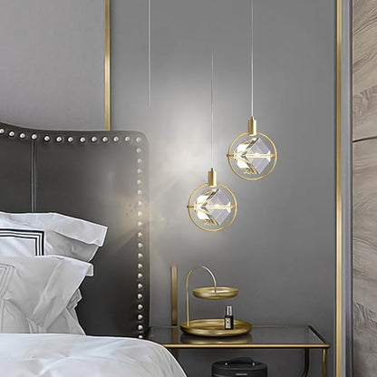 HEYAN Pendant Light Modern Crystal Pendant Light in Gold Brushed,Small Mini Crystal Chandelier Pendant Lights for Island Bar,Bedroom Lighting, Hallway, Dining Room,Living Room (Gold, 1 Light)