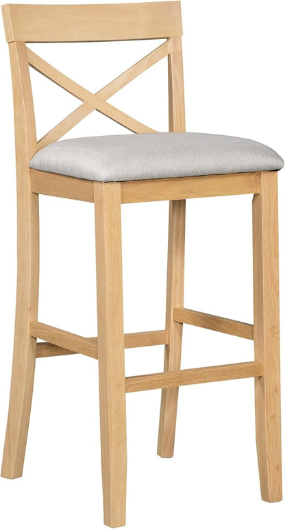 LUMISOL 3 Piece Pub Table and Chair Set, Small Wood Counter Height Bar Table Set for 2, Breakfast Nook Table Set, 3 Piece High Top Dining Table for Kitchen, Natural