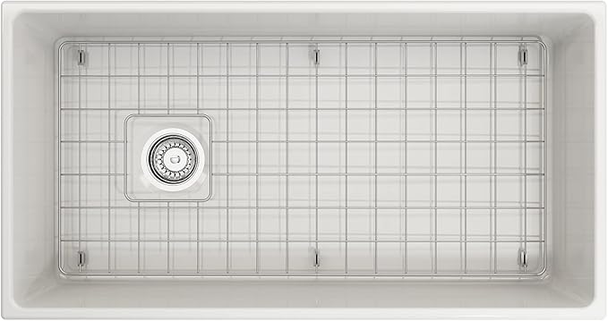 BOCCHI Contempo Apron Front Fireclay 36 in. Single Bowl Kitchen Sink in White with Stainless Steel Faucet
