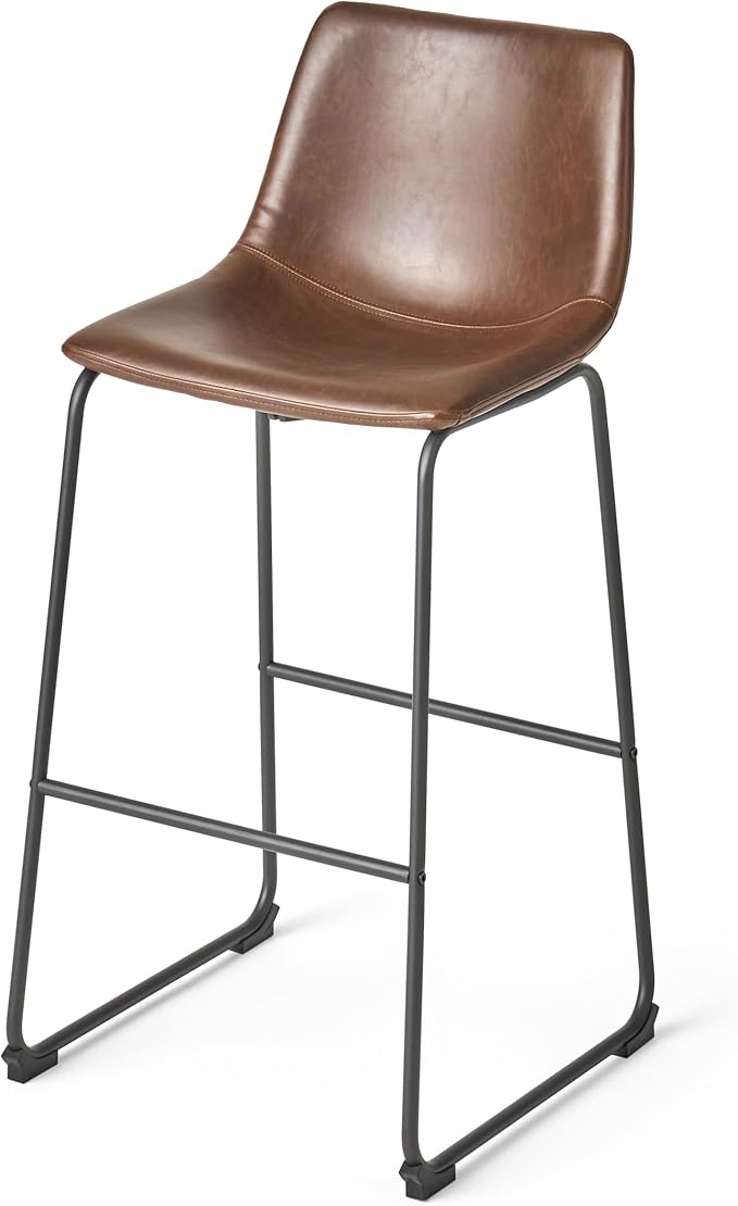 Harper & Bright Designs Set of 2 30" Cedric Faux Leather Barstool Vintage Brown