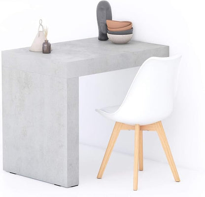 Mobili Fiver, Evolution Dining Table 35.4 x 23.6 in, Concrete Effect, Grey with One Leg, for 2 People, Modern Dining Table for Kitchen, Italian Furniture
