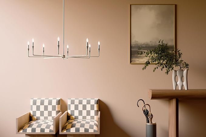 Kichler Alvaro 8-Light Chandelier, Soft Modern Light in Polished Nickel, for Great Room or Large Living or Dining Room (23.25" x 50"), 52691PN