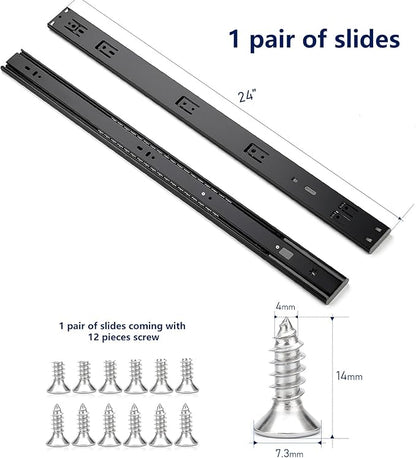 Ravinte 24 Inch Soft Close Drawer Slides 1 Pairs 2 Pack Black Full Extension Ball Bearing Drawer Glide Side Mount