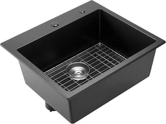 VEVOR 33 inch Kitchen Sink Workstation, Top Mount Granite Sinks, Drop-In Single Bowl Farmhouse Basin with Multiple Accessories, Household Dishwasher Sinks (22"D x 25"W x 10"H)
