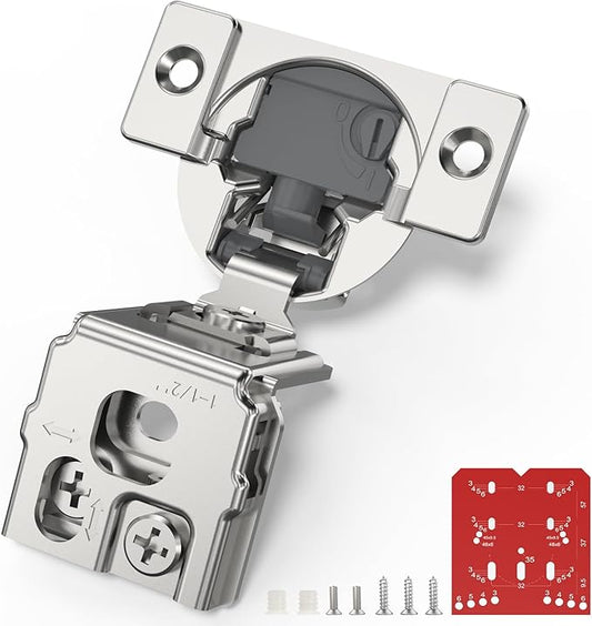 Chibery 60 Pack 1-1/2” Overlay 4D Soft Close Cabinet Hinges, Concealed Face Frame, Adjustable Closing Speed, 105° Opening Smooth Slow, Hidden Self Closing for Kitchen Corner, Cupboard (with Template)