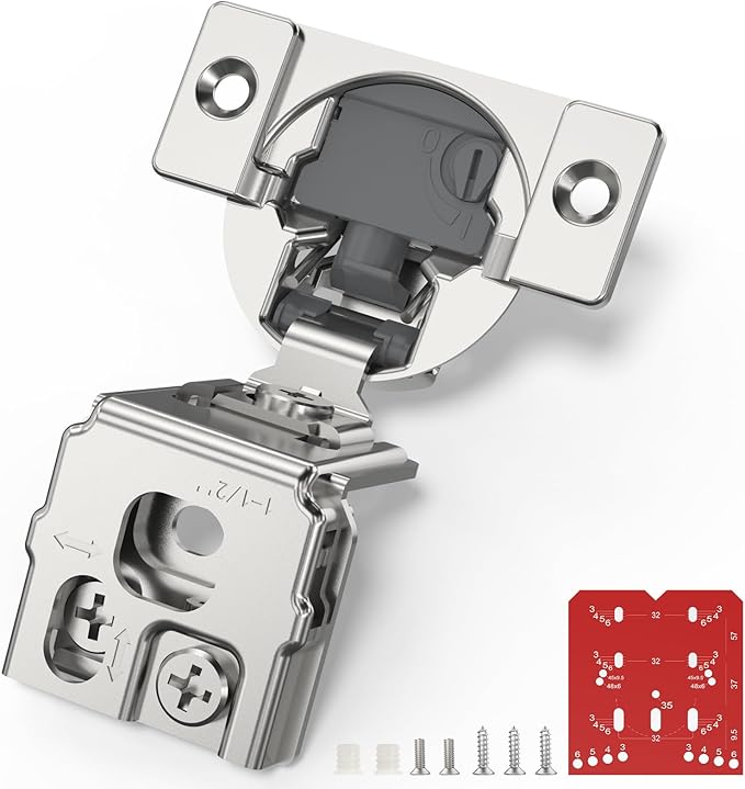 Chibery 20 Pack 1-1/2” Overlay 4D Soft Close Cabinet Hinges, Concealed Face Frame, Adjustable Closing Speed, 105° Opening Smooth Slow, Hidden Self Closing for Kitchen Corner, Cupboard (with Template)