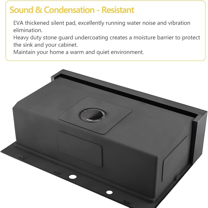 33 Black Drop In Kitchen Farmhouse Sink, Luckyhorse 16 Gauge 33x22 Nano Black Stainless Steel Drop in Topmount Workstation Farmhouse Kitchen Sink with Apron Front LH010SQ