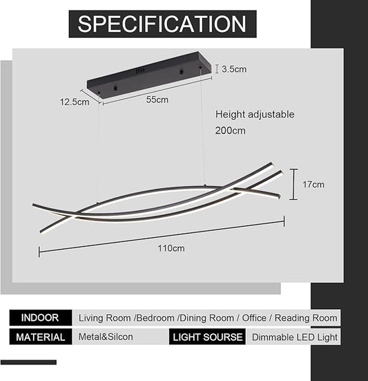 39.37“ Modern Led Pendant Light Fixtures, 3000K-6500K Color Changing Modern Led Pendant Light Kitchen Island, Adjustable Height Kitchen Island Lights Fixtures for Dining Room Kitchen Bedroom Sink