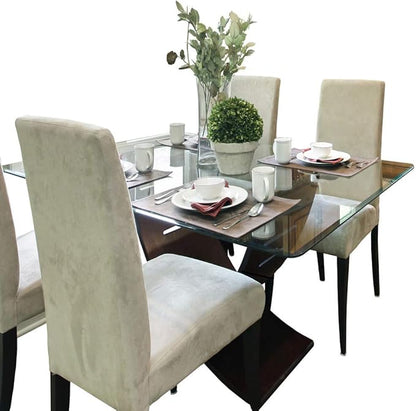 Dulles Glass 42 inch Square Glass Table Top - Tempered - 1/2" Thick Glass Surface, Safe Beveled Edge, Radius Corners, Multipurpose for Dining Table, Patio, Coffee and End Table