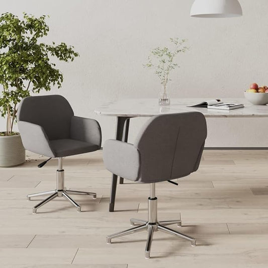 Swivel Dining Chairs Set of 2 Light Gray Fabric Upholstered Modern Accent Chairs with Ergonomic Backrest for Kitchen Dining Room and Living Room