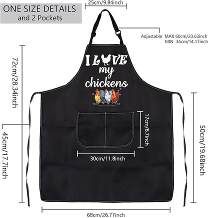 MBMSO Funny Chicken Aprons I Love My Chickens Gifts for Chicken Lover Chicken Farmer Gifts for Chicken Lady Farmhouse Apron