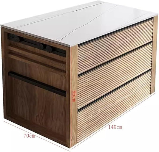 LICONG-2020 Kitchen Mobile Island Counter Island Dining Table Bar Counter Countertop Kitchen Coffee Operation Table Tea Storage Cabinet Kitchen Control Panel