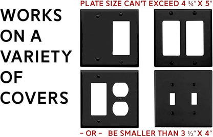 Storage Theory Power Perch Double Wall Outlet Shelf - Declutter & Reclaim Bathroom Counter Space - Alexa Stand, Apple Homepod Shelf, Toothbrush Holders Wall Mounted - Black, 2-Pack