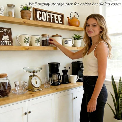 BBE 60 Inch Long Wooden Floating Book Shelves for Room Wall，Heavy Duty Floating Solid Wood Wall-Mounted Shelves with Invisible Bracket for Living Room Bedroom Kitchen Home Display Storage,Set of 2