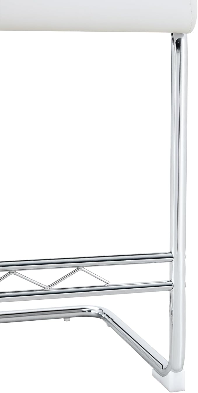 Counter Height Dining Set with Rattan Back Stools,Bar Table with 2 Drawers,Upholstered Kitchen Island Chairs,Chrome Cantilever Frame,Modern Furniture for Dining Room (No Table,4 White Chairs)