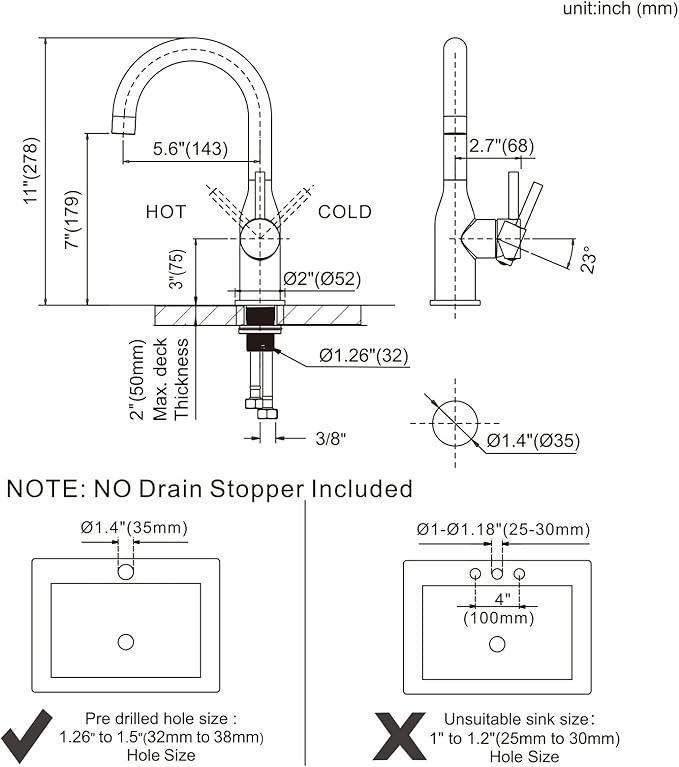 WOWOW Brushed Gold Bar Sink Faucet Single Hole Bar Faucet 1 Handle Small Kithcen Faucet for Wet Bar and RV Sink