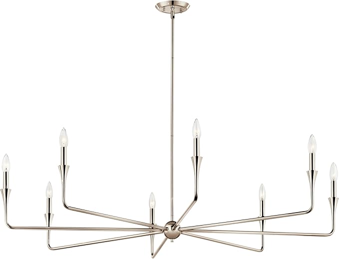 Kichler Alvaro 8-Light Chandelier, Soft Modern Light in Polished Nickel, for Great Room or Large Living or Dining Room (23.25" x 50"), 52691PN