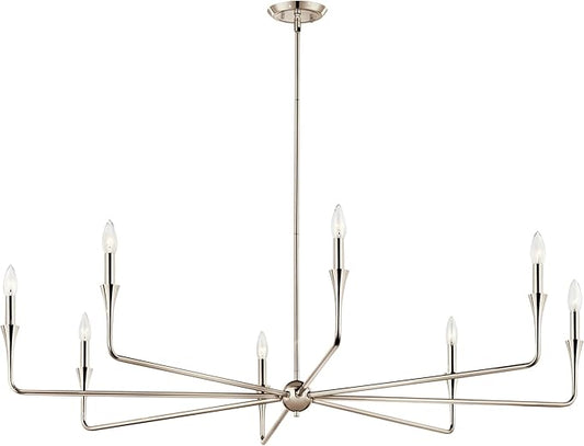 Kichler Alvaro 8-Light Chandelier, Soft Modern Light in Polished Nickel, for Great Room or Large Living or Dining Room (23.25" x 50"), 52691PN