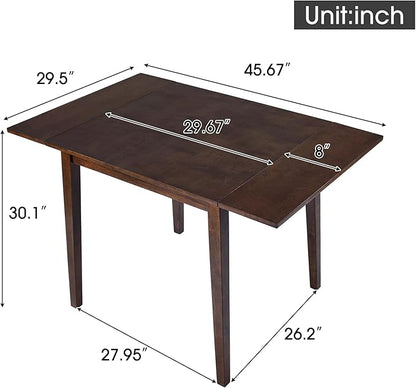 Ball & Cast 29~45" Extendable Dining Room Table, Farmhouse Space-Saving Wooden Folding Tables, Kitchen Island Foldable Breakfast Dinner-Table with Drop Leaf & Wood Legs for Small Place, Brown
