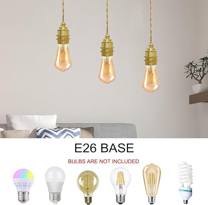 Wood Pendant Light Kit, Mini Pendant Lamp Fixture, Hemp Rope Hanging Lamps Cord Adjustable, E26 Lamp Socket Vintage Ceiling Light Hanging Lighting for Farmhouse Bedroom Chandelier, Bulb Not Included