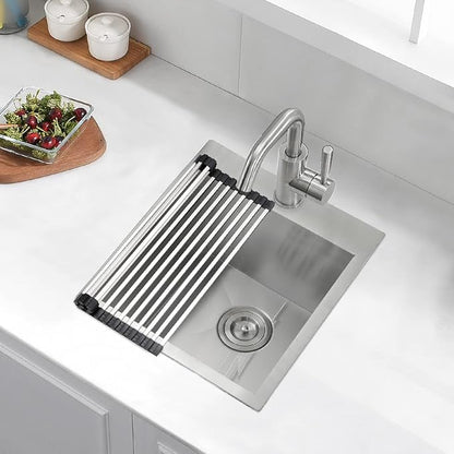 18 Inch Drop In Stainless Steel Kitchen Bar Sink, Luckyhorse 18” x 18” x 10” 18 Gauge Stainless Steel Small Kitchen Outdoor Sink LH020LX