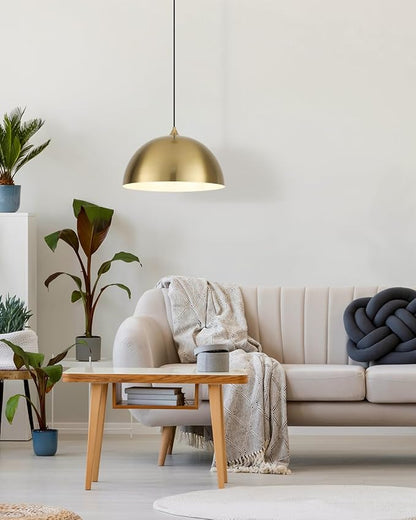 Gold Pendant Light 15.7" Large Pendant Lights Kitchen Island, Farmhouse Dome Pendant Lamp for Hallway Dining Room Bedroom Bar Cafe
