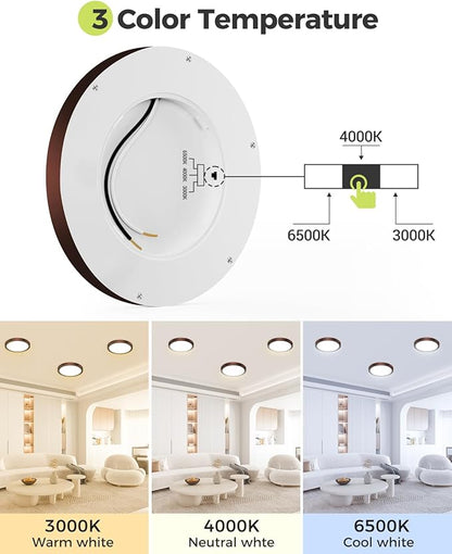 hepside 2Pack Dimmable Flush Mount Ceiling Light Fixture Oil Rubbed Bronze, 3CCT Selectable 3000/4000/6500K Ceiling Lamp, 7.5INCH 15W 1500LM Low Profile Light for Bedroom, Kitchen, Bathroom, Hallway
