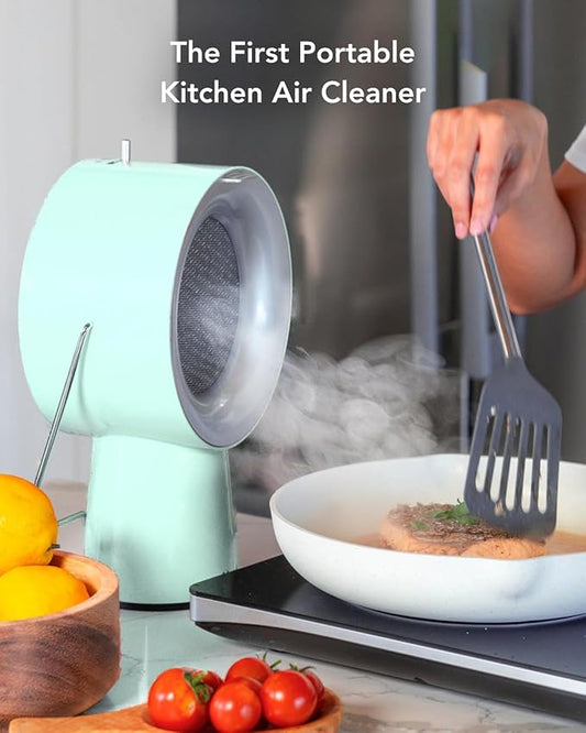 AirHood Wired Range Hood | Portable Kitchen Exhaust Fan with 2 Activated Charcoal Air Filter & Stainless-steel Oil Filter | Easy to Clean - Ideal for Indoor Cooktop Use (Mint Green)