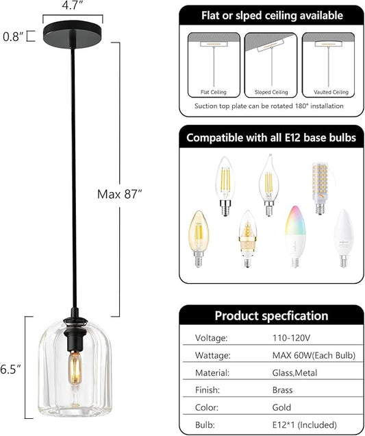 Crystal Pendant Light Kitchen Island Modern Black Pendant Light Height-Adjustable,Black Dimmable Pendant Lighting,Indoor Gorgeous Heavy Pendant Lights,E12 Bulb Included