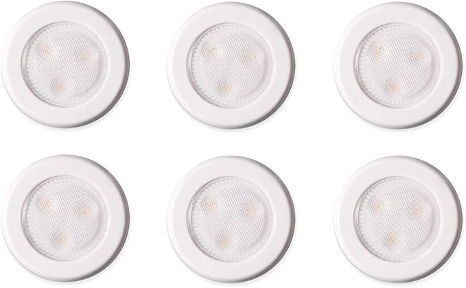 Westek BL-PUTN-W6 Ultra-Thin LED Puck Light - 6PK With Batteries, White