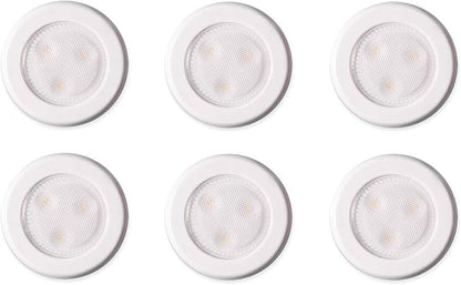 Westek BL-PUTN-W6 Ultra-Thin LED Puck Light - 6PK With Batteries, White