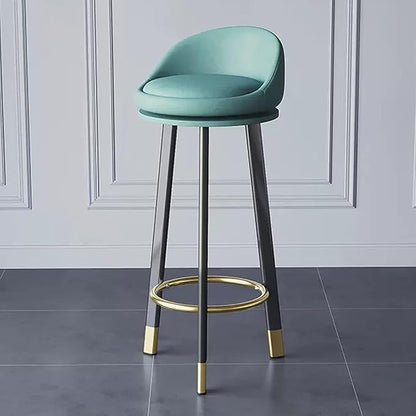 Set of 2 Counter Height s with Backs, Faux Leather Upholstered Chairs for Kitchens Island, Coffee, Home Dinning,Blue-Seat Height 60cm