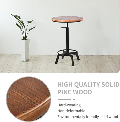 3-Piece Round Table & Chair Sets for Pub Kitchen Dining Living Party Bistro Breakfast, 1 Dining Table (30"-35.4"), 2 Counter Stools (20"-27"), Swivel Adjustable, Mostly Weld, Space-Saving,23.62" Dia