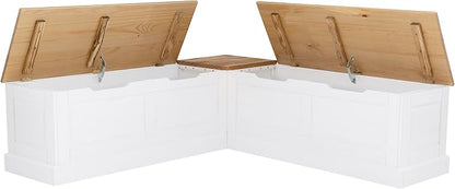 Linon Harris Natural and White Two Tone Backless Corner Breakfast Nook - Nook Only, Table is NOT Included