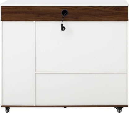 Extendable Kitchen Island Table: 1 Table 3 Sizes 19.9" to 73.8" - Rolling Mobile Dining Table with Power Outlet & Storage - Space-Saving for Small Apartments & Open Kitchens