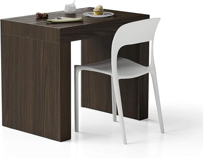 Mobili Fiver, Evolution Dining Table with Two Legs 35.4 x 23.6 in, Dark Walnut, for 2 People, Modern Dining Table for Kitchen, Italian Furniture